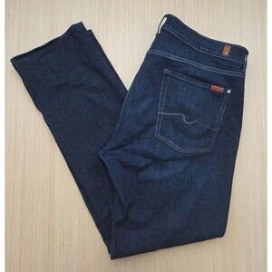 7 For All Mankind Men's 38 Los Angeles Dark Wash AUSTYN Relaxed Straight Jeans